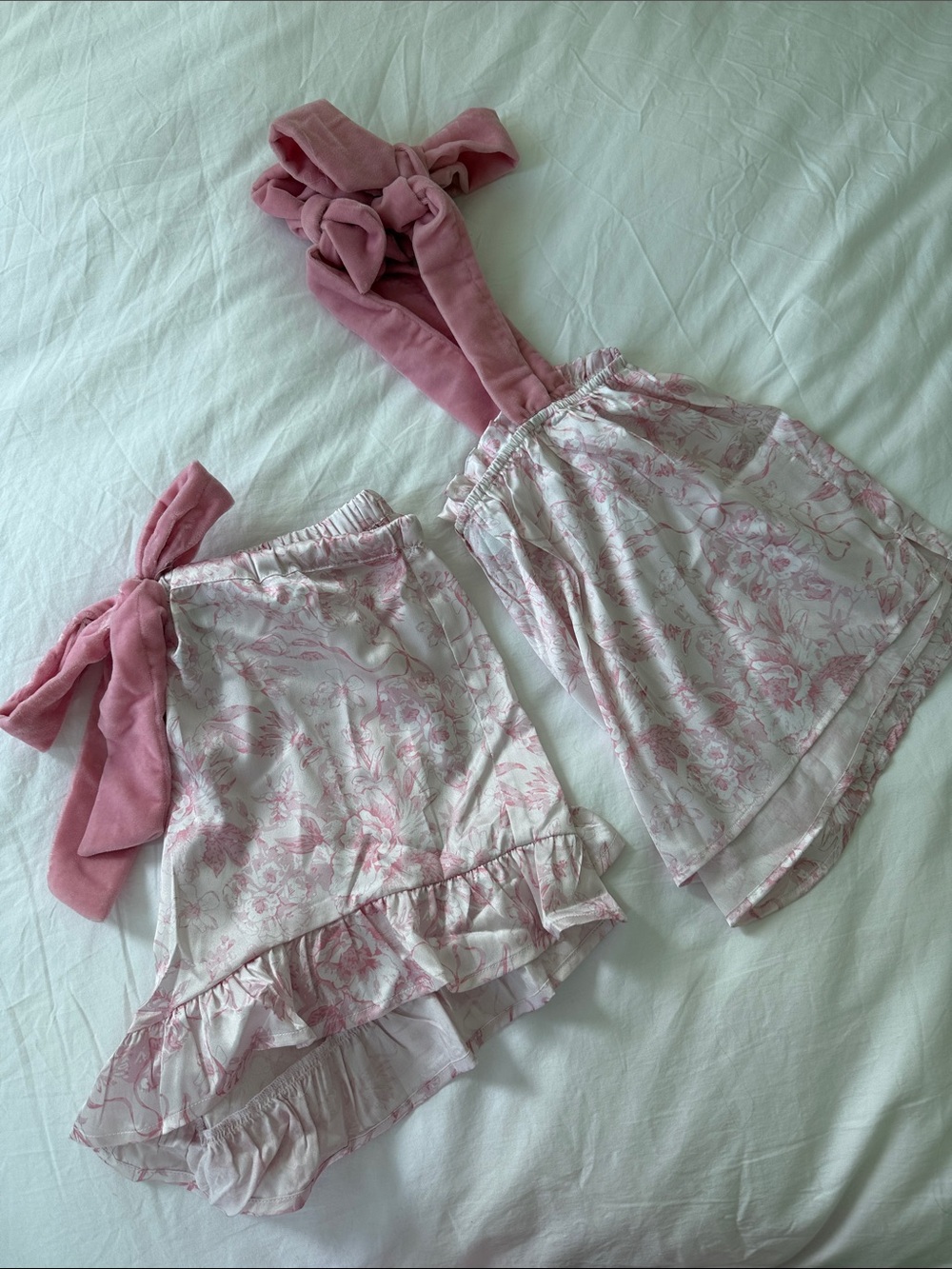 Pink Floral Ruffle Two-Piece Pajama Set